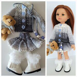 Beautiful New Handknit Outfit & Winter Boots for 32cm Paola Reina Dolls